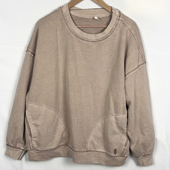 Free People Movement Metti Women Oversized Sweatshirt Sz M Distressed Pullover - Picture 2 of 15